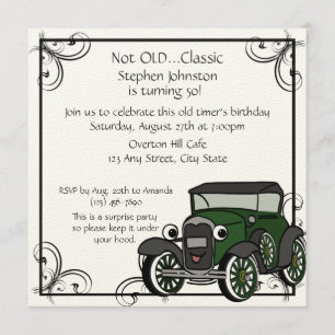 Antique Car Birthday Inbjudningar