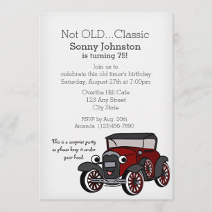 Antique Car Birthday Inbjudningar