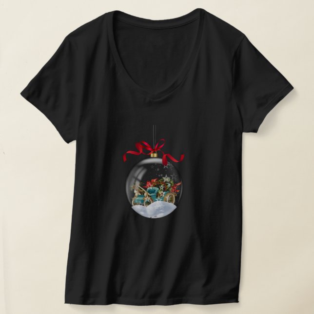 Antique Car in a Clear Christmas Bauble T Shirt (Laydown)