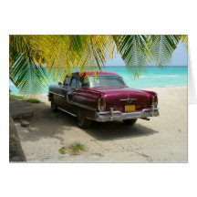 Antique car på Kubas strand