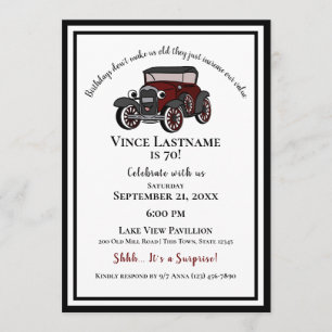 Antique Car Surprise Birthday Inbjudningar