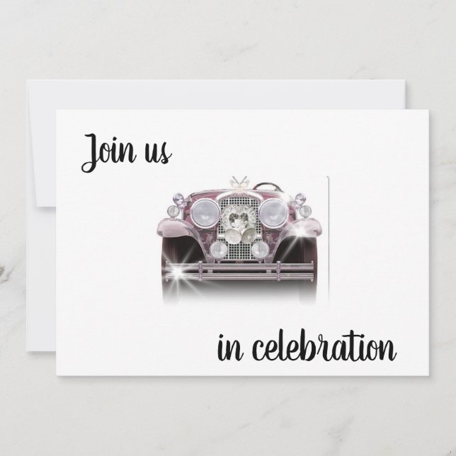 ANTIQUE CAR WEDDING INVITATIONS INBJUDNINGAR (Framsida)