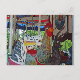 Antique Carousel Animals Vykort