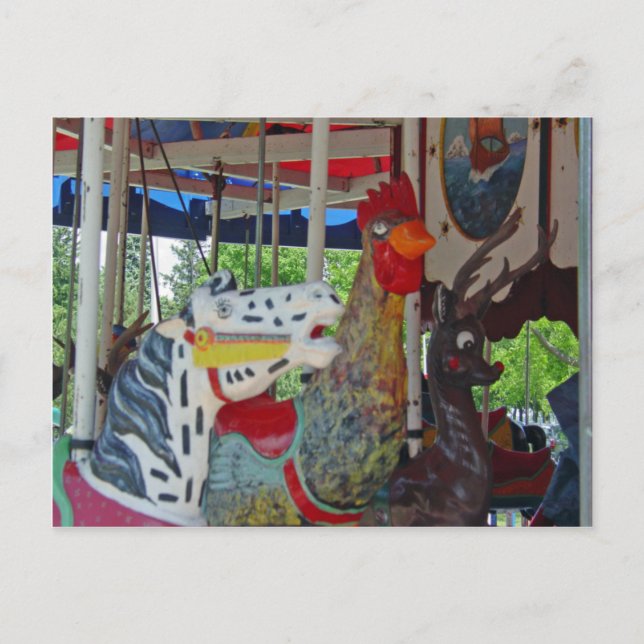 Antique Carousel Animals Vykort (Framsida)