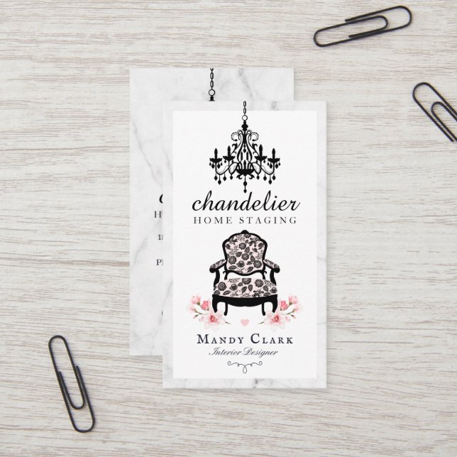 Antique Chandelier & Blommigt Victorian Ordförande Visitkort (Fram/Back In Situ)