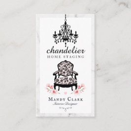 Antique Chandelier & Blommigt Victorian Ordförande Visitkort