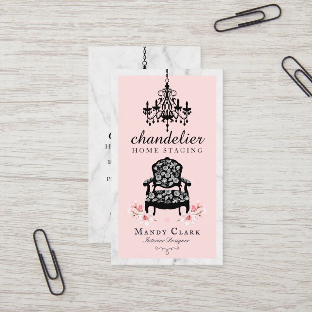 Antique Chandelier & Blommigt Victorian Ordförande Visitkort (Fram/Back In Situ)