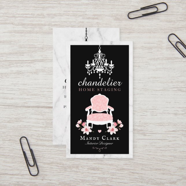 Antique Chandelier & Blommigt Victorian Ordförande Visitkort (Fram/Back In Situ)