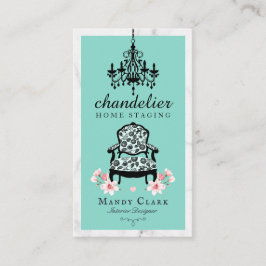 Antique Chandelier & Blommigt Victorian Ordförande Visitkort