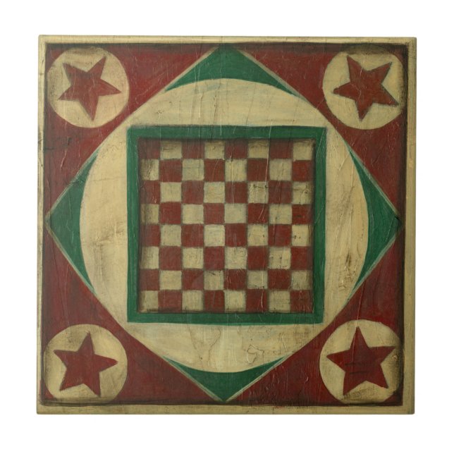 Antique Checkerboard av Ethan Harper Kakelplatta (Framsidan)