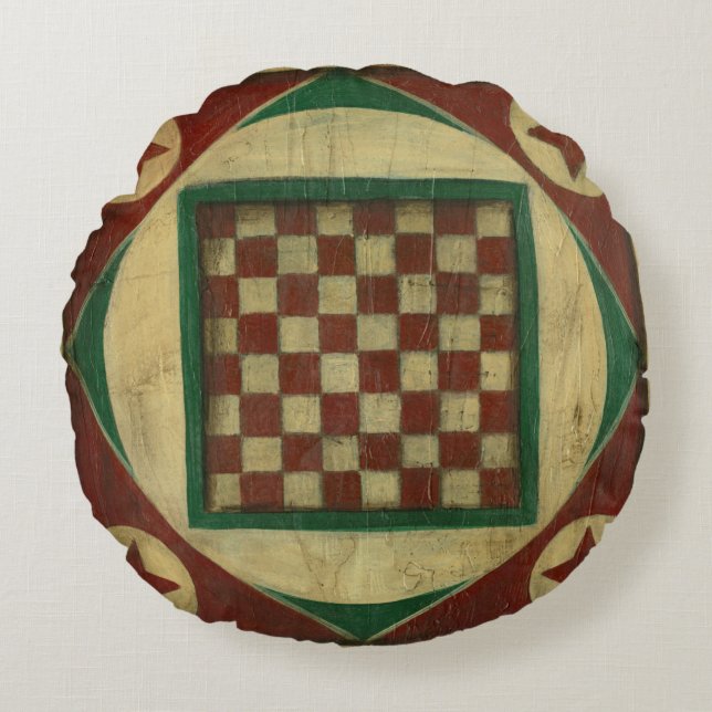 Antique Checkerboard av Ethan Harper Rund Kudde (Framsidan)