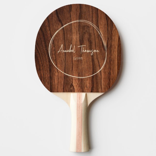 Antique Cherry Wood Name in Drawn Circle  Pingisracket (Framsidan)