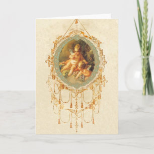 Antique Cherub Ornate Art Design Card Helgkort