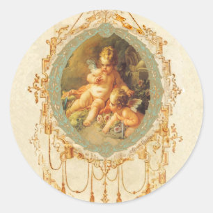 Antique Cherub Ornate Art Design Stickers Märkre Runt Klistermärke