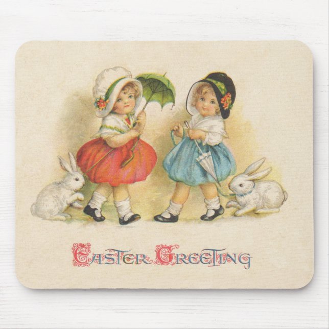 Antique Children Rabbit Påsk Art Musmatta (Framsidan)