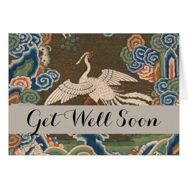 Antique chinese bird artwork tapestry phoenix hälsningskort (Framsidan Horizontal)