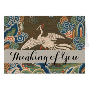 Antique chinese bird artwork tapestry phoenix hälsningskort