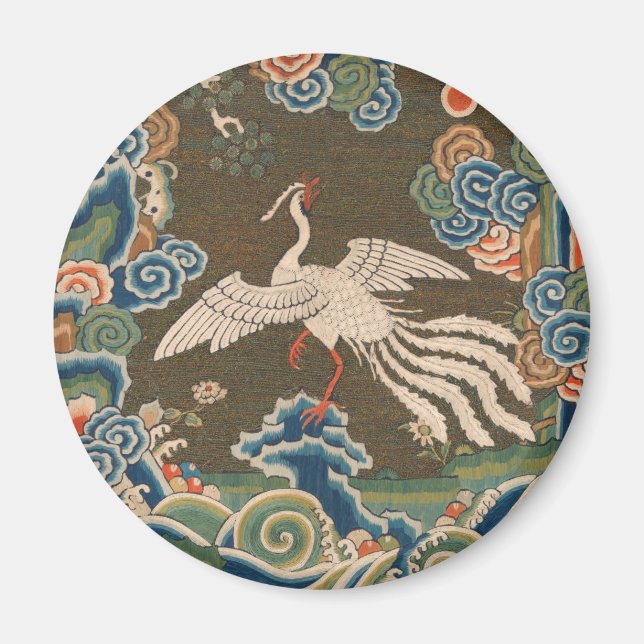 Antique chinese bird artwork tapestry phoenix magnet (Framsidan)