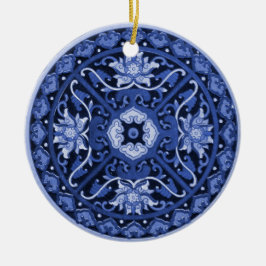 Antique Chinese Blue & White Mandala Julgransprydnad Keramik