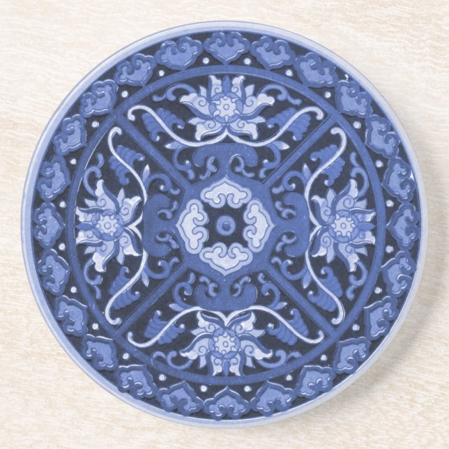Antique Chinese Blue & White Mandala Underlägg (Framsidan)