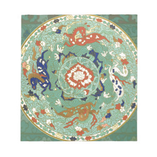 Antique Chinese Circle Blue-Grönt Anteckningsblock