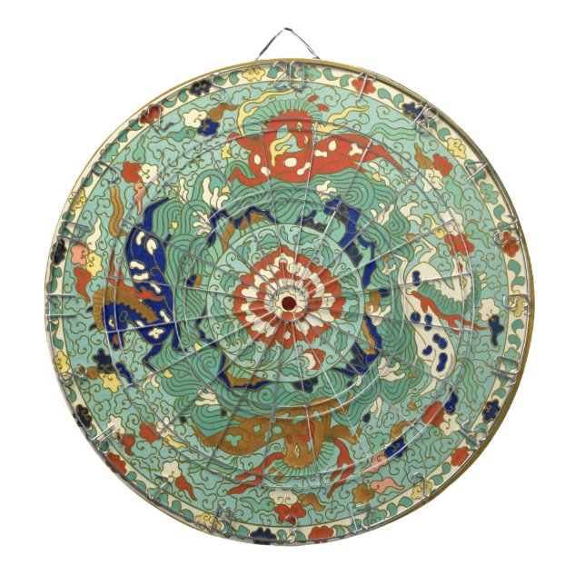 Antique Chinese Circle Blue-Grönt Darttavla (Framsidan)