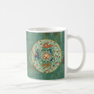 Antique Chinese Circle Blue-Grönt Kaffemugg