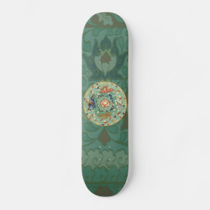 Antique Chinese Circle Blue-Grönt Skateboard Bräda 20 Cm