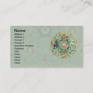 Antique Chinese Circle Blue-Grönt Visitkort
