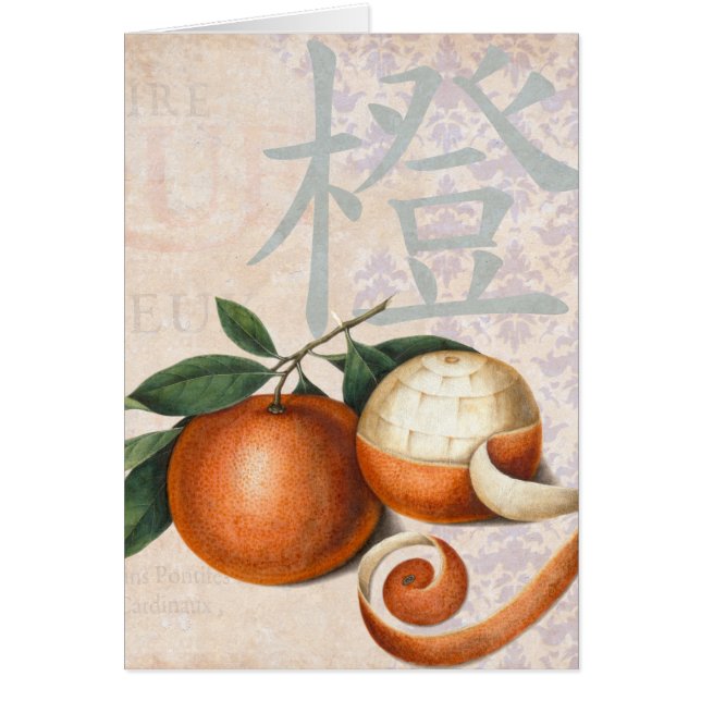 Antique Chinese Oranges Vintage Collage Hälsningskort (Framsidan)