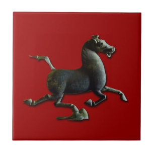 Antique Chinese Sculpture Horse Year Zodiac Tile Kakelplatta