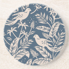 Antique Chinoiserie Bird Blommigt Blue Grått & Ivo Underlägg