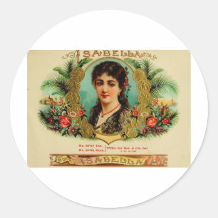 Antique Cigar Box Label Isabella (L11) Runt Klistermärke