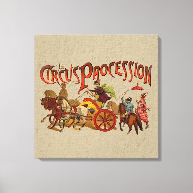 Antique Circus Parad Clowns Horses Canvastryck (Framsida)
