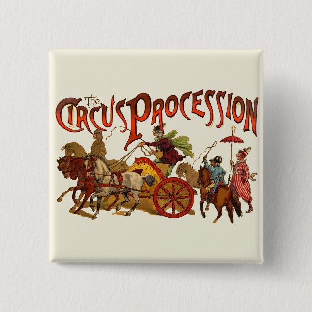Antique Circus Parad Clowns Horses Knapp (Framsida)