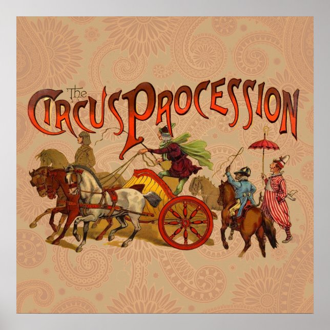 Antique Circus Parad Clowns Horses Poster (Framsidan)