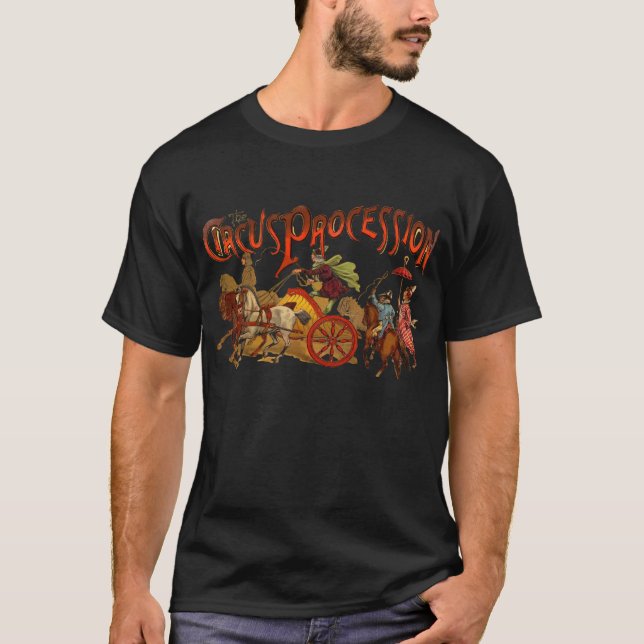 Antique Circus Parad Clowns Horses T-shirt (Framsida)