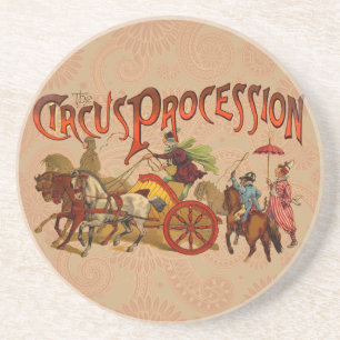 Antique Circus Parad Clowns Horses Underlägg Sandsten
