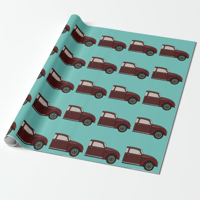 Antique Classic Car Birthday Presentpapper (Utrullad)