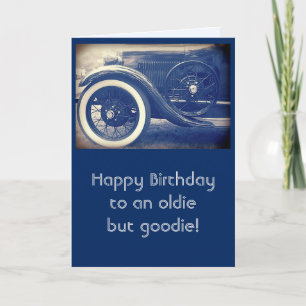 Antique Classic Car Blue Grattis på födelsedagen Kort
