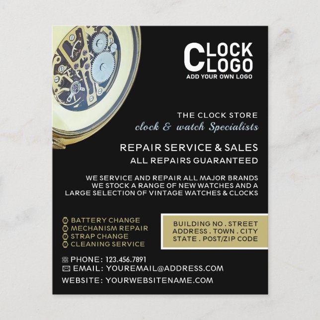 Antique Clock, Horologist Advertising Flygblad (Framsidan)