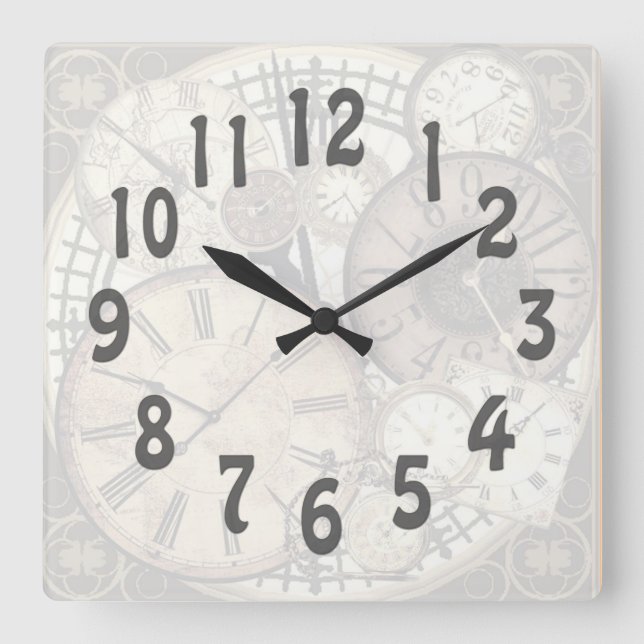 Antique Clocks Fyrkantig Klocka (Framsida)