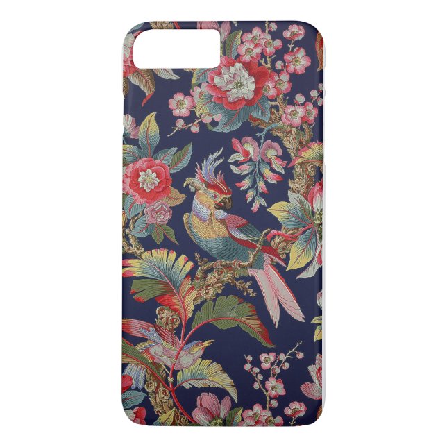 Antique Cockatoo Parrot med Flowers Case-Mate iPhone Skal (Baksida)