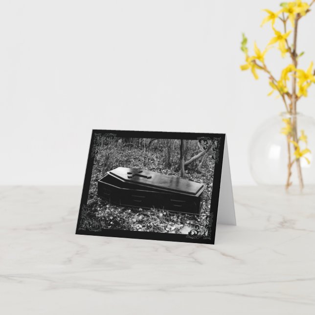 Antique Coffin Gothic Victorian Note Card Kort (Gul blomma)