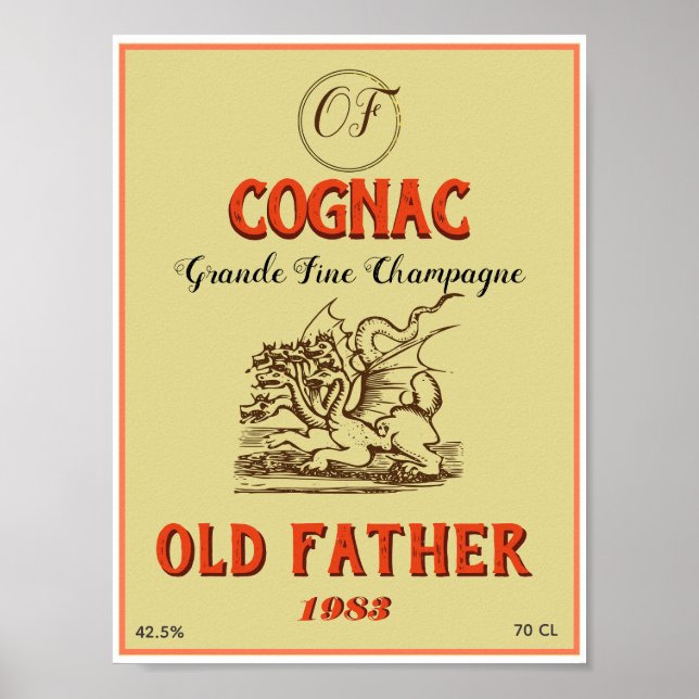 Antique Cognac-etikett Poster (Framsidan)