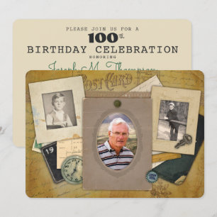 Antique Collage   Masculine 3 Photo Anpassningsbar Inbjudningar