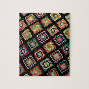 Antique Colorful Granny Squares Classic Mönster Pussel