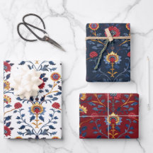 Antique Colorful Indian Blommigt Motif Mönster