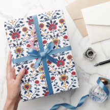 Antique Colorful Indian Blommigt Motif Mönster