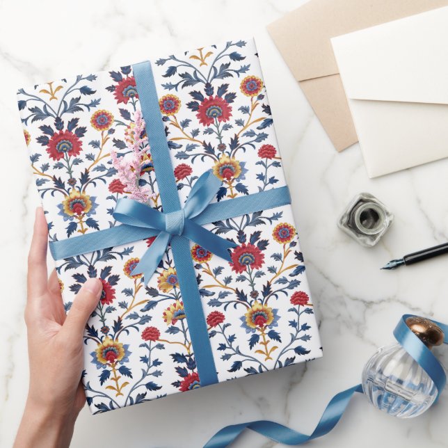 Antique Colorful Indian Blommigt Motif Mönster Presentpapper (Gifting)